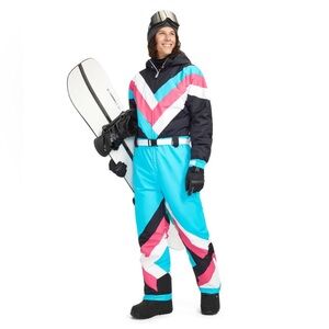 NWT Tipsy Elves Mens Pastel Pro Snow Ski Suit Blue Multi Colorful Sz XXL